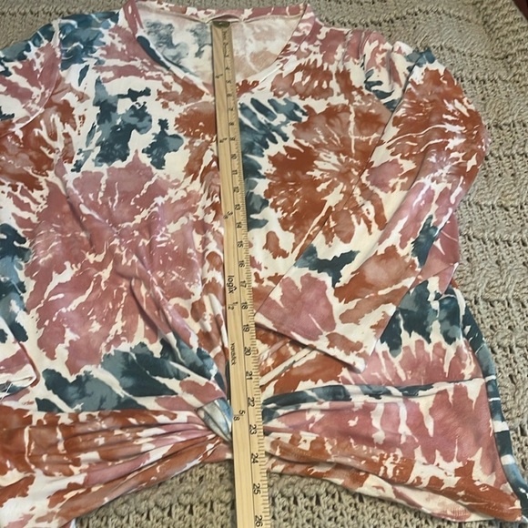 Twenty Second Tunic Tie-dye long sleeve tie waist top women’s sz‎ L Rust & green - Picture 4 of 11